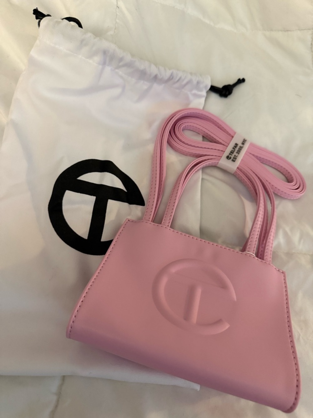 Telfar Pink Mini Shopper with Embossed Logo